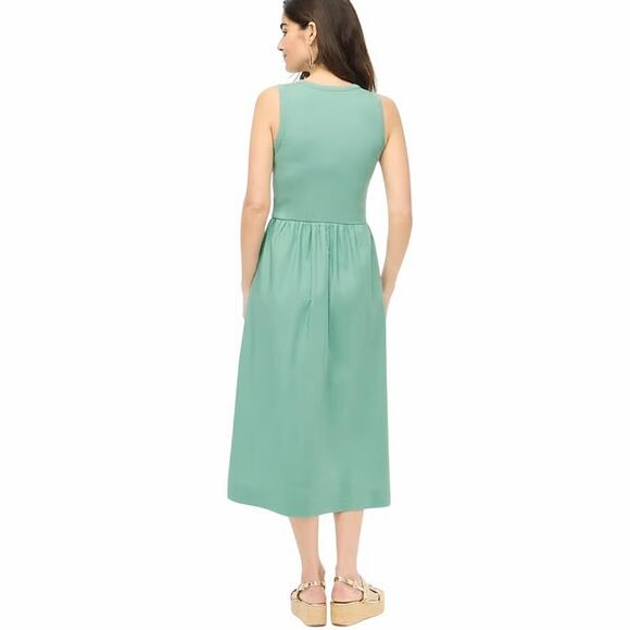 NWT J.Crew Factory Petite Ribbed Knit Mixy Midi Dress Green Size PXS - Picture 3 of 6